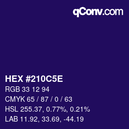 Code couleur: HEX #210C5E | qconv.com