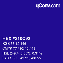 Color code: HEX #210C92 | qconv.com