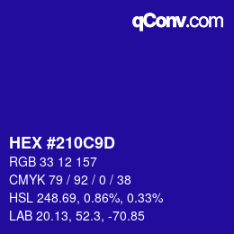 Color code: HEX #210C9D | qconv.com