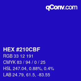 Color code: HEX #210CBF | qconv.com