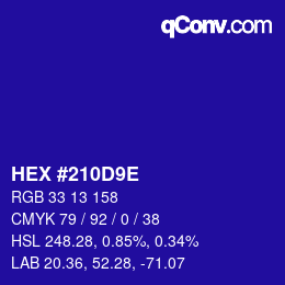 Color code: HEX #210D9E | qconv.com