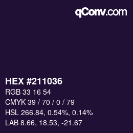 Farbcode: HEX #211036 | qconv.com