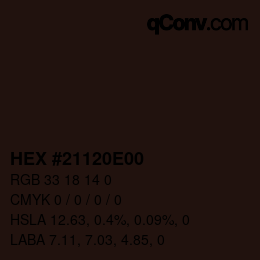 Color code: HEX #21120E00 | qconv.com