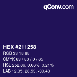 カラーコード: HEX #211258 | qconv.com