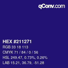 カラーコード: HEX #211271 | qconv.com