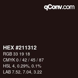 Color code: HEX #211312 | qconv.com