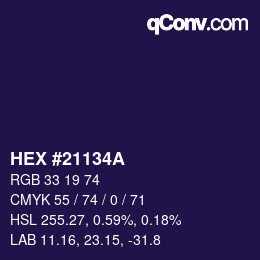 颜色代码: HEX #21134A | qconv.com