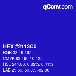 Color code: HEX #2113C0 | qconv.com