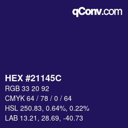Color code: HEX #21145C | qconv.com