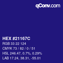 Color code: HEX #21167C | qconv.com