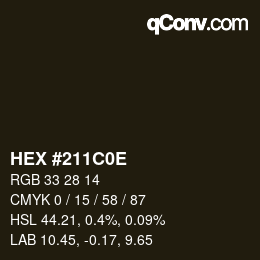 Color code: HEX #211C0E | qconv.com