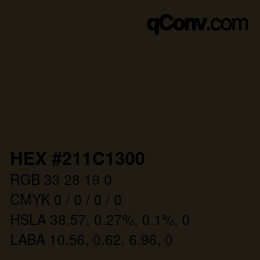 Color code: HEX #211C1300 | qconv.com