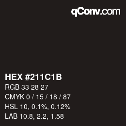 Color code: HEX #211C1B | qconv.com