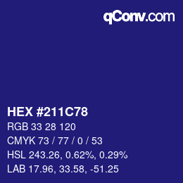 Farbcode: HEX #211C78 | qconv.com