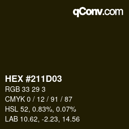 颜色代码: HEX #211D03 | qconv.com