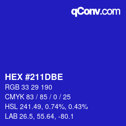 Color code: HEX #211DBE | qconv.com