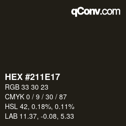 Color code: HEX #211E17 | qconv.com