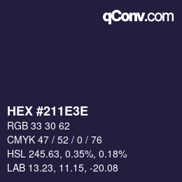 Color code: HEX #211E3E | qconv.com