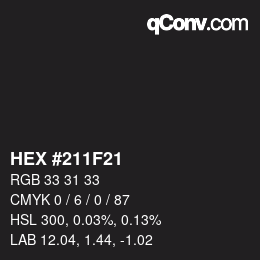 Color code: HEX #211F21 | qconv.com