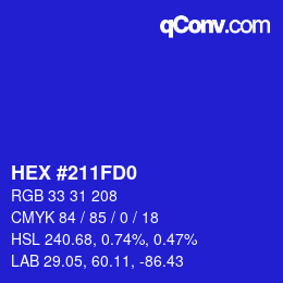 Color code: HEX #211FD0 | qconv.com