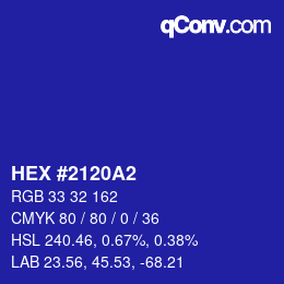カラーコード: HEX #2120A2 | qconv.com