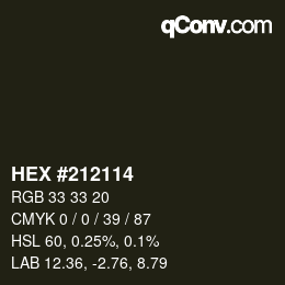 Farbcode: HEX #212114 | qconv.com