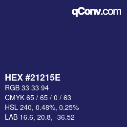 Farbcode: HEX #21215E | qconv.com
