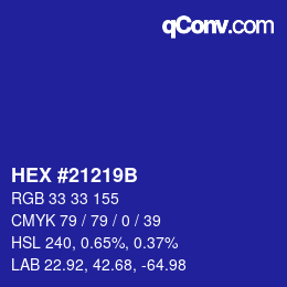 カラーコード: HEX #21219B | qconv.com