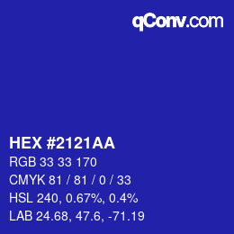 Color code: HEX #2121AA | qconv.com