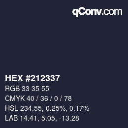 颜色代码: HEX #212337 | qconv.com