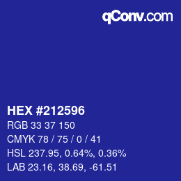颜色代码: HEX #212596 | qconv.com