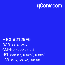 カラーコード: HEX #2125F6 | qconv.com