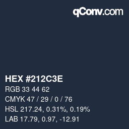 カラーコード: HEX #212C3E | qconv.com