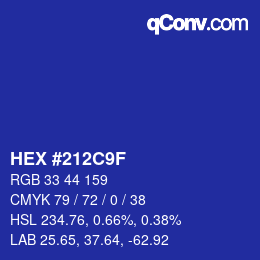 Color code: HEX #212C9F | qconv.com