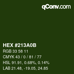 Farbcode: HEX #213A0B | qconv.com