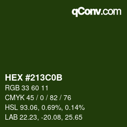 Color code: HEX #213C0B | qconv.com