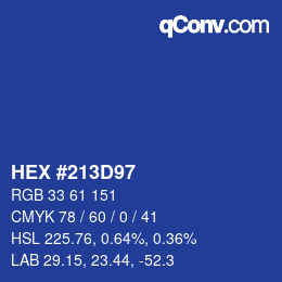 Color code: HEX #213D97 | qconv.com