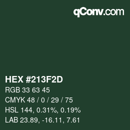 カラーコード: HEX #213F2D | qconv.com