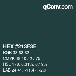 Color code: HEX #213F3E | qconv.com