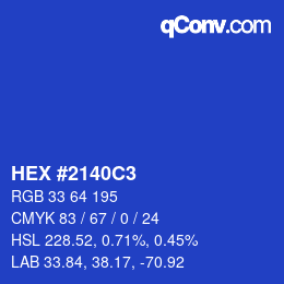 颜色代码: HEX #2140C3 | qconv.com