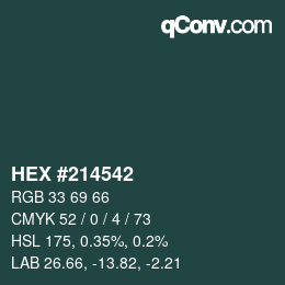 Color code: HEX #214542 | qconv.com