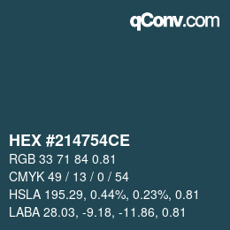 Farbcode: HEX #214754CE | qconv.com