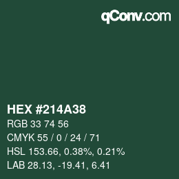 Código de color: HEX #214A38 | qconv.com