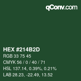 Color code: HEX #214B2D | qconv.com