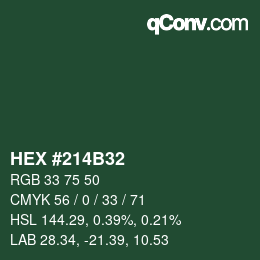 Farbcode: HEX #214B32 | qconv.com