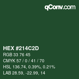 颜色代码: HEX #214C2D | qconv.com