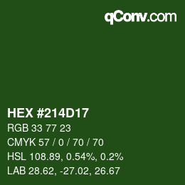 Farbcode: HEX #214D17 | qconv.com