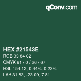 Color code: HEX #21543E | qconv.com