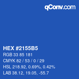 颜色代码: HEX #2155B5 | qconv.com