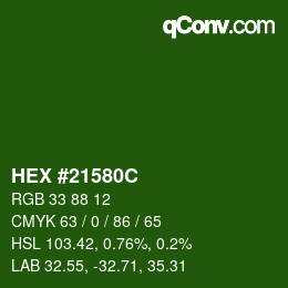 Color code: HEX #21580C | qconv.com